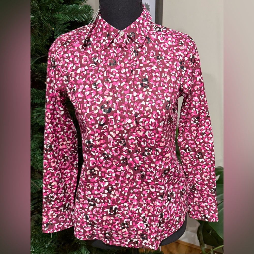 NWT Talbots Pink Patterned Button-Down Blouse